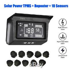 Solar TPMS Tire Temperature Pressure Monitoring System 10 Sensor For Trailer Bus