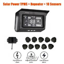 Solar TPMS Tire Temperature Pressure Monitoring System 10 Sensor For Trailer Bus