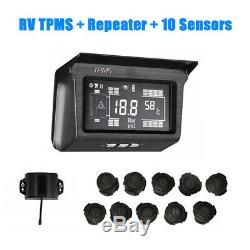 Solar TPMS Tire Temperature Pressure Monitoring System 10 Sensor For Trailer Bus