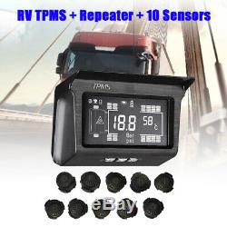 Solar TPMS Tire Temperature Pressure Monitoring System 10 Sensor For Trailer Bus