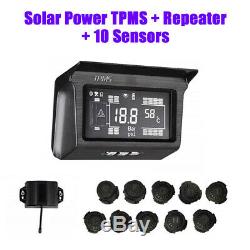 Solar TPMS Tire Temperature Pressure Monitoring System 10 Sensor For Trailer Bus