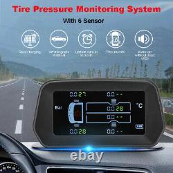 Solar Tire Pressure Monitoring System, USB TPMS 12.0bar Alarm With 6 Sensors Trucks