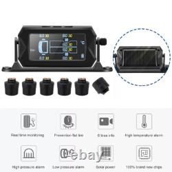 Solar Wireless TPMS LCD Car Truck Tire Pressure Monitoring 6 External Sensors