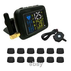 TPMS 12 Wheel Real Time Tire Pressure Monitoring System&Repeater for RVs &Trucks