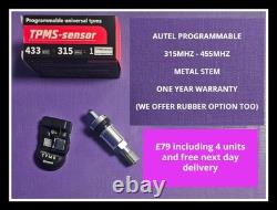 TPMS PROGRAMMABLE TYRE SENSORS (AUTEL CAPABLE) x4 IN TOTAL