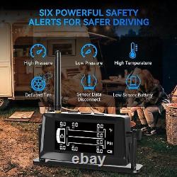 TPMS Tire Pressure Monitor System with 8 Sensors, Repeater, Solar & USB Charging