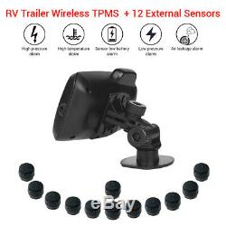 TPMS Tyre Pressure Monitor System + 12 External Sensor + Repeater For RV Trailer