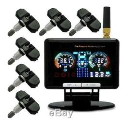 -TPMS Tyre Pressure Monitoring System Car Caravan 6 Internal Tire Sensors 12v24v