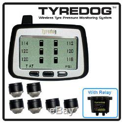 TYREDOG TPMS 6 Cap Sensor Tire Pressure Monitor RV, Trucks and Dullies