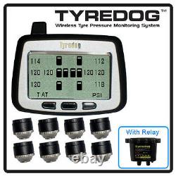 TYREDOG TPMS with 8 Wheel Sensor Tire Pressure Monitor for RV, Trucks and Dullies