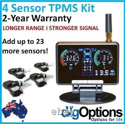 TYRE PRESSURE MONITORING SYSTEM CAR 4WD CARAVAN 4 Internal SENSORS 12V 24V