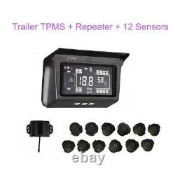 Truck Bus Solar Power TPMS Tire Pressure Monitoring System 12 Sensor with Repeater