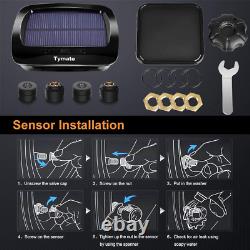 Tymate Tire Pressure Monitoring System-Solar Charge 5 Alarm Modes Auto BckLght 