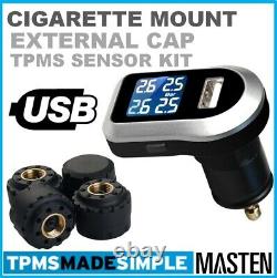 Tyre Pressure Monitoring System LCD TPMS 4 External Tire Sensors Wireless Cars