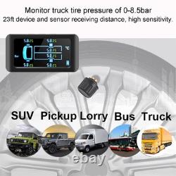 Universal Tire Pressure Monitor Solar USB Charging 0-8.5bar 122PSI Truck TPMS