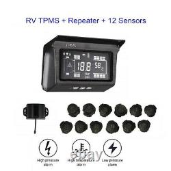 Van Wireless Solar Power TPMS Tyre Pressure Monitor System 12 Sensor with Repeater