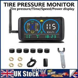 Wireless Solar TPMS LCD Car Tire Pressure Monitoring System 6 External Sensors