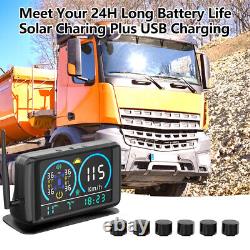 Wireless Solar TPMS LCD Car Tire Pressure Monitoring System 6 External Sensors
