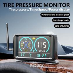 Wireless Solar TPMS LCD Car Tire Pressure Monitoring System 6 External Sensors
