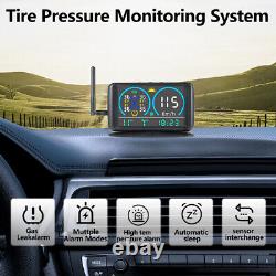 Wireless Solar TPMS LCD Car Tire Pressure Monitoring System 6 External Sensors