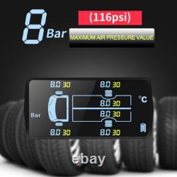 Wireless Solar TPMS LCD Car Tire Pressure Monitoring System + 6 External Sensors