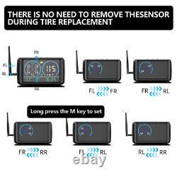 Wireless Solar TPMS LCD Car Tire Pressure Monitoring System 6 External Sensors