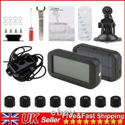 Wireless Solar TPMS LCD Car Tire Pressure Monitoring System + 8 External Sensors