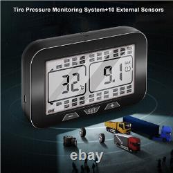 Wireless TPMS LCD Tire Pressure Monitoring System Fits RV + 10 External Sensors