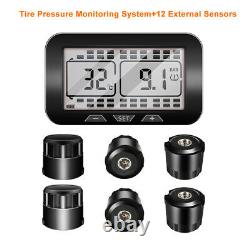 Wireless TPMS LCD Tire Pressure Monitoring System For BUS With 12 External Sensors