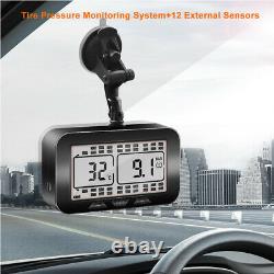 Wireless TPMS LCD Tire Pressure Monitoring System fit BUS with 12 External Sensors
