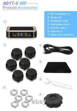 Wireless TPMS Solar Power Tire Pressure Monitoring System RV Truck TPMS 6 Sensor