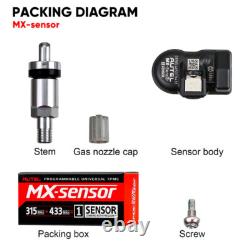 4PACK Autel MX-Sensor 2-en-1 Capteur TPMS programmable universel pour pneus, outil de pression des pneus
