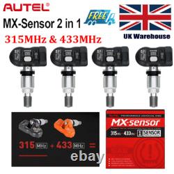4PCS Autel MX-Sensor 315&433MHz Capteur de Pression des Pneus Universel en Métal TPMS