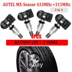 4PCS Autel MX-Sensor 315&433MHz Capteur de Pression des Pneus Universel en Métal TPMS