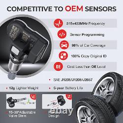 4PCS Autel MX-Sensor 315 & 433MHz TPMS Pression des pneus programmable avec tige métallique HOT