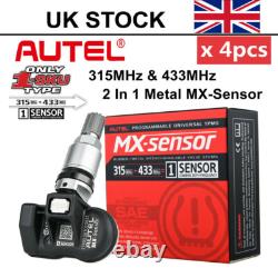 4PCS Autel MX-Sensor 433MHZ & 315MHZ 2En1 Capteur TPMS Programmable de Pression des Pneus