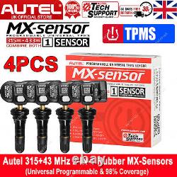 4PCS Autel TPMS MX-sensor 433MHz et 315MHz Capteurs Universels Programmables en Caoutchouc