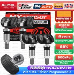 4PCS Capteur TPMS Autel MX-Sensor 433mhz/315MHZ 2 en 1 Programmable Pression des Pneus