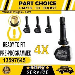 4 capteurs de pression des pneus TPMS préprogrammés pour Vauxhall Insignia Mk2 B2017-ON