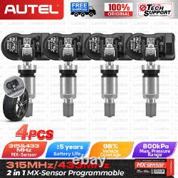 4 pièces Autel MX-Sensor 315&433MHz Capteur de pression des pneus TPMS programmable universel