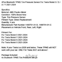 4 pièces TPMS préprogrammés pour Tesla Model 3 S X Y Bluetooth 5.0 2021-2025