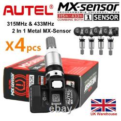 4pcs Autel Mx-sensor 315mhz&433mhz 2 En 1 Capteurs Tpms Programmant La Pression Des Pneus