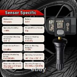 4pcs Autel TPMS MX-Sensor 2en1 315MHz & 433MHz Capteur de Pression des Pneus Programmable