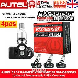 4x Autel Tpms Mx-sensor 433mhz&315mhz Capteur De Pression De Pneus Programmable 2-en-1