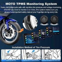 GPS portable 7'' avec capteurs TPMS de surveillance de la pression des pneus pour moto, IPX7