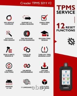 LANCEMENT 2025 Creader TPMS 5011 V2 Scanner de Service de Capteur de Surveillance de Pression des Pneus