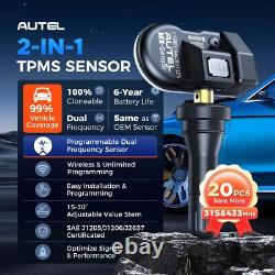 Lot de 20 capteurs Autel TPMS MX-Sensor 2 en 1 315 MHz 433 MHz programmables universels