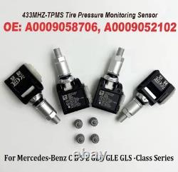 Mercedes 4PCS A0009058706 TPMS 433 MHz 0009058706 pour les séries Classe C, S, E, GLB, GLE