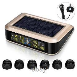 Solar Power Tpms Wireless Tire Monitoring System +6 Capteurs LCD Pour Rv
