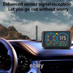 Système de Surveillance de Pression des Pneus (TPMS) LCD Solaire Sans Fil pour Voiture avec 6 Capteurs Externes